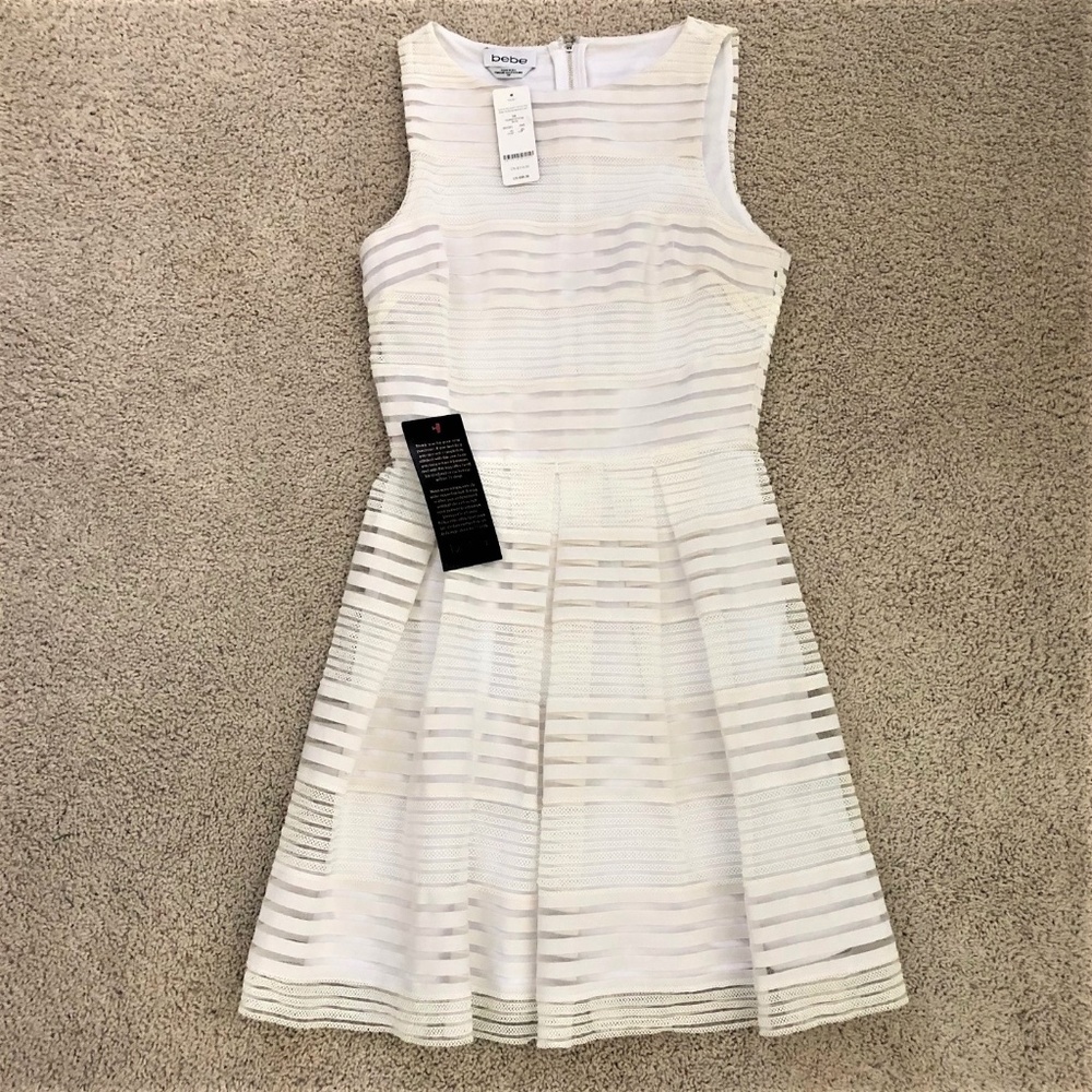 Bebe Palm 1 Sleeveless Elastic Striped Dress Sz S